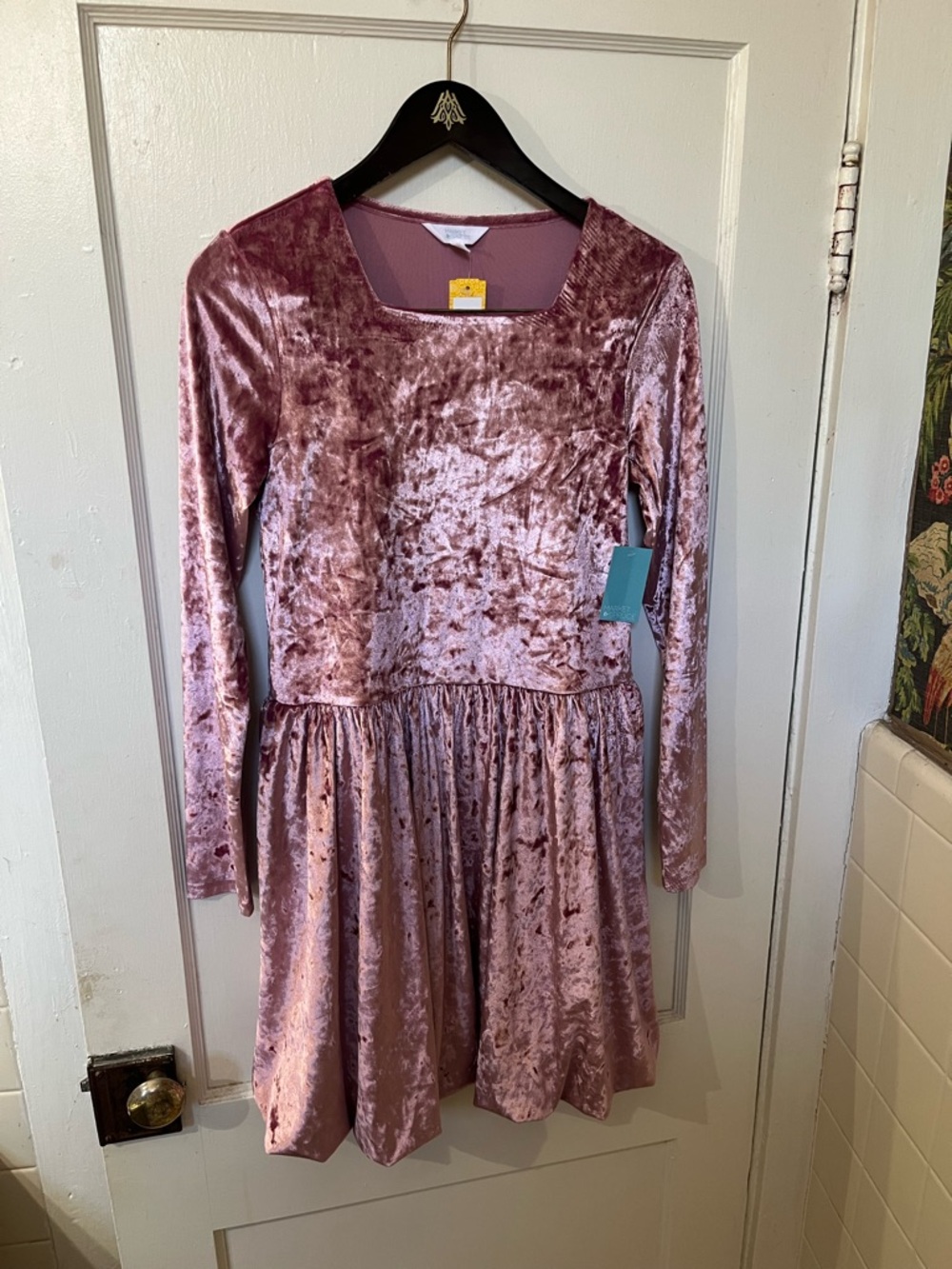 NWT Market & Spruce Girls Velvet Bubble Dress- Pink Size XL